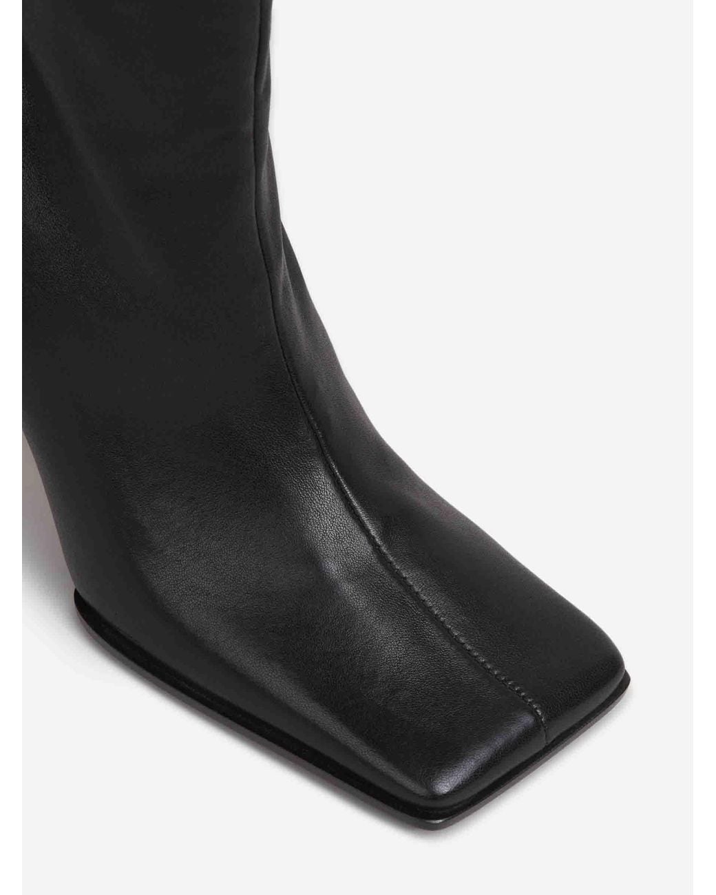 Alaïa Black Square Leather Ankle Boots