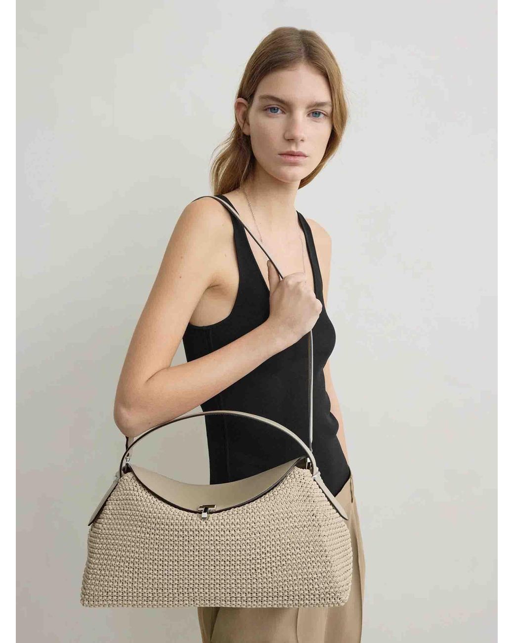Totême Natural Braided T-Lock Bag
