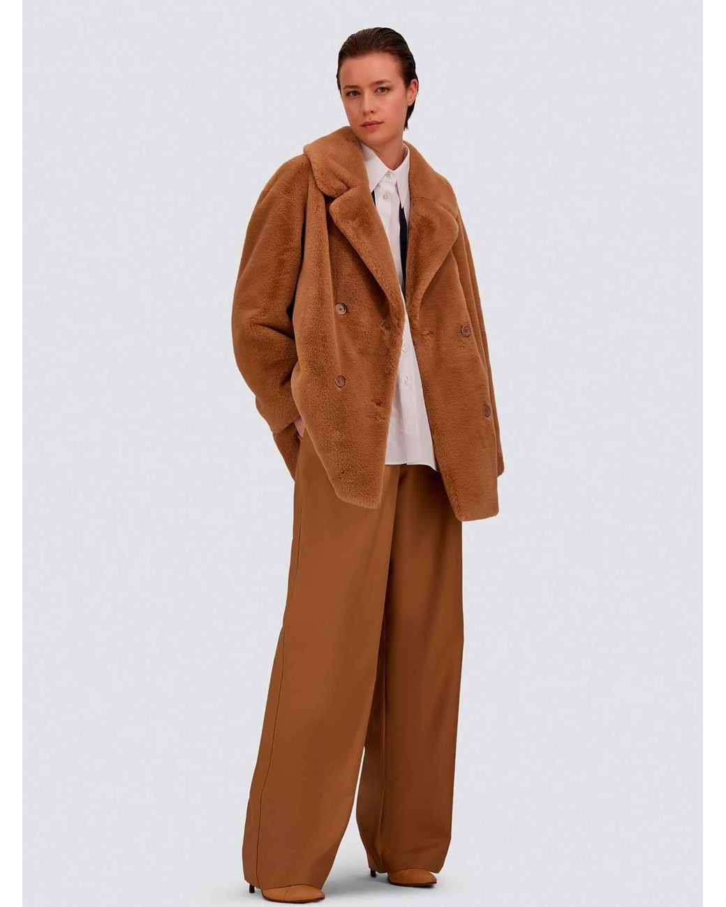 Herno Brown Short Fur Coat