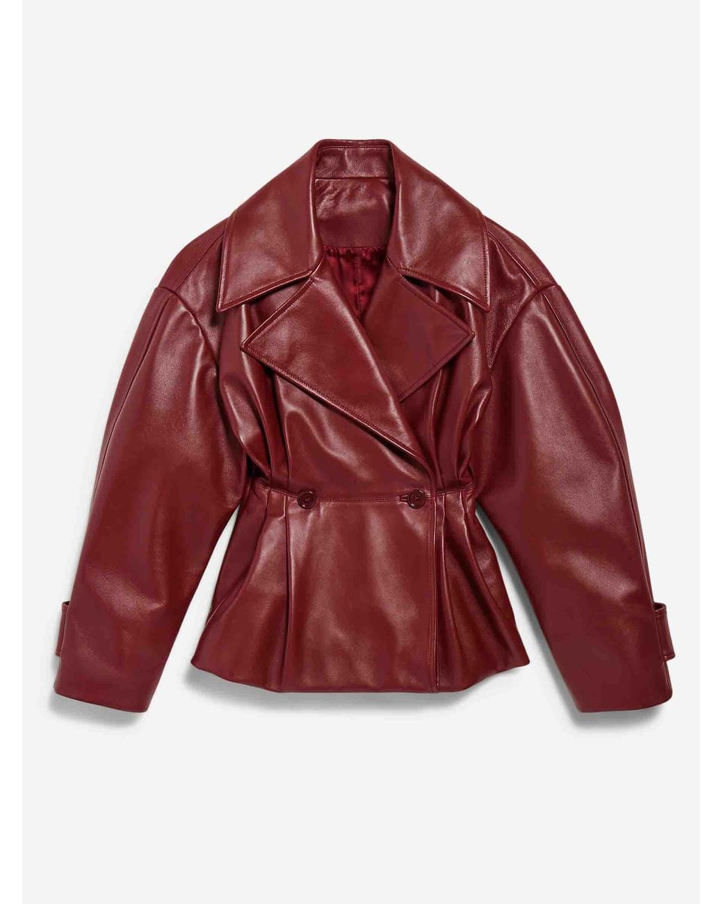 Balenciaga Red Short Leather Trench Coat