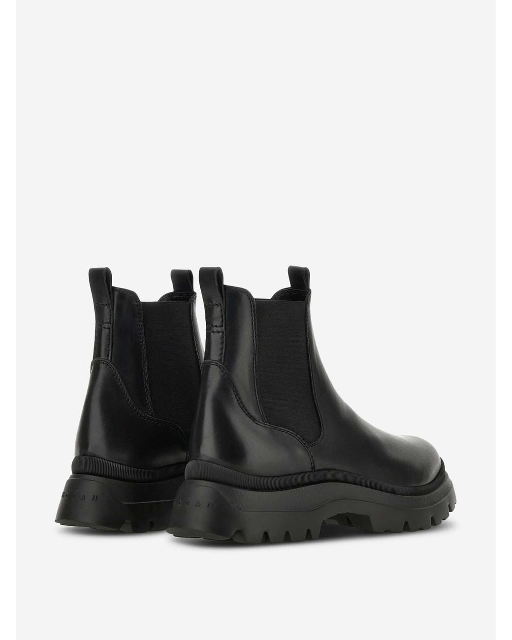Hogan Black Chelsea Elastic Panel Chunky Lug Sole Boots for men