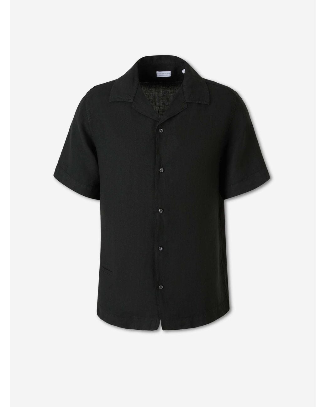 Santa Eulalia Black Short Sleeve Linen Shirt for men