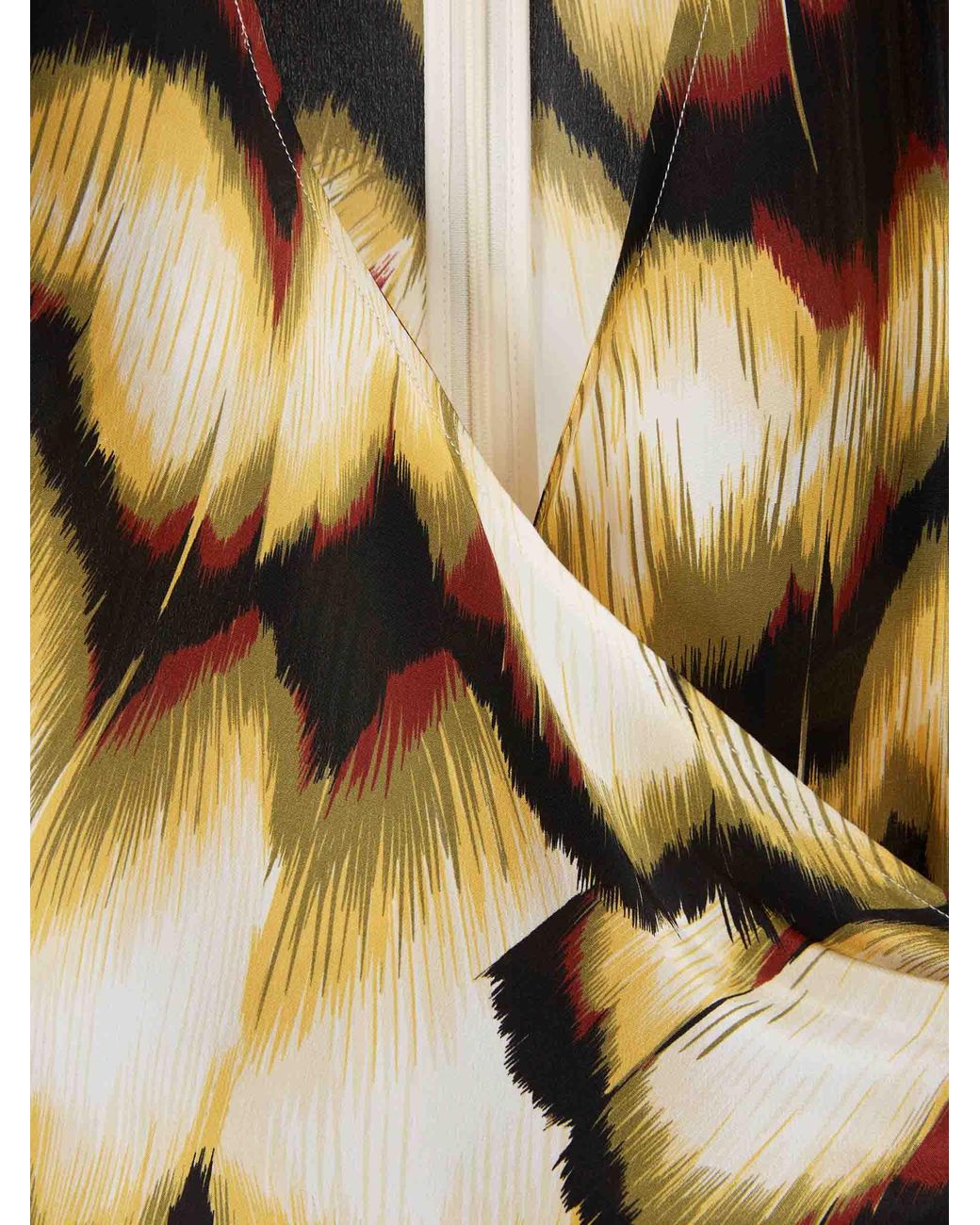 LaDoubleJ Metallic Femme Midi Dress With Abstract Feather Print