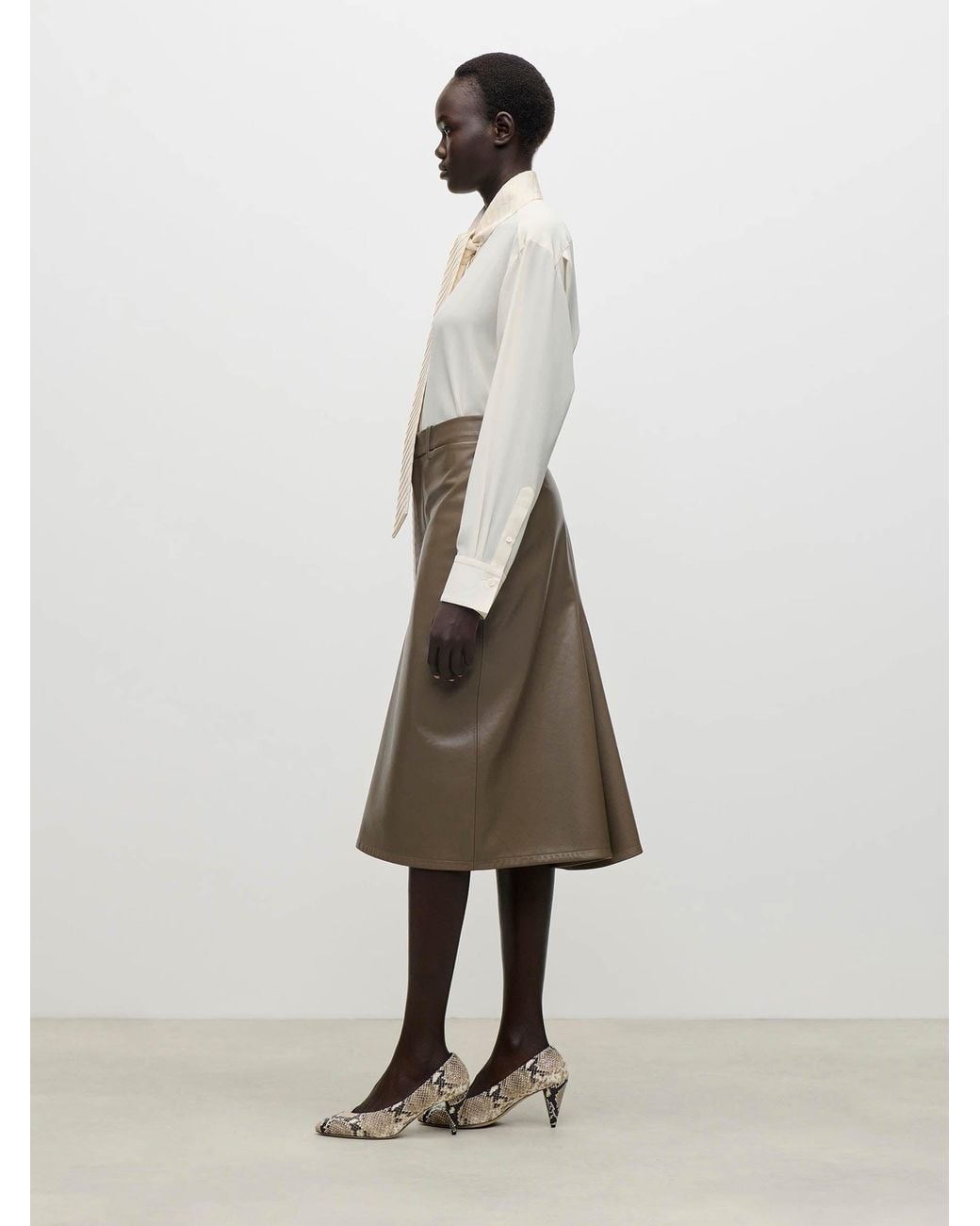 Victoria Beckham White Pleated Tie Blouse