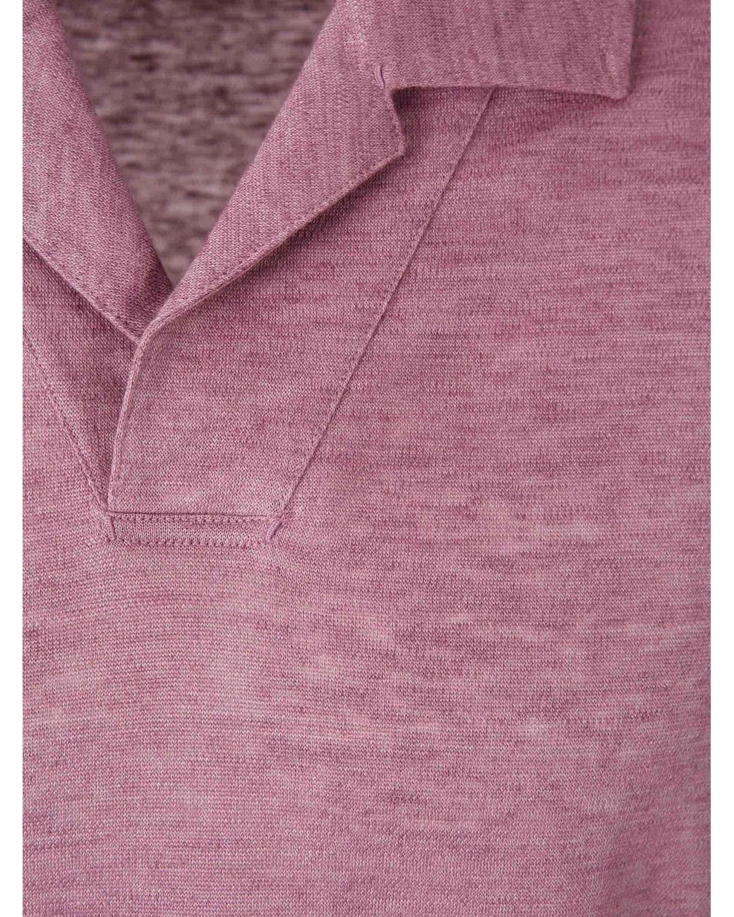 Zegna Pink Plain Linen Polo Shirt for men