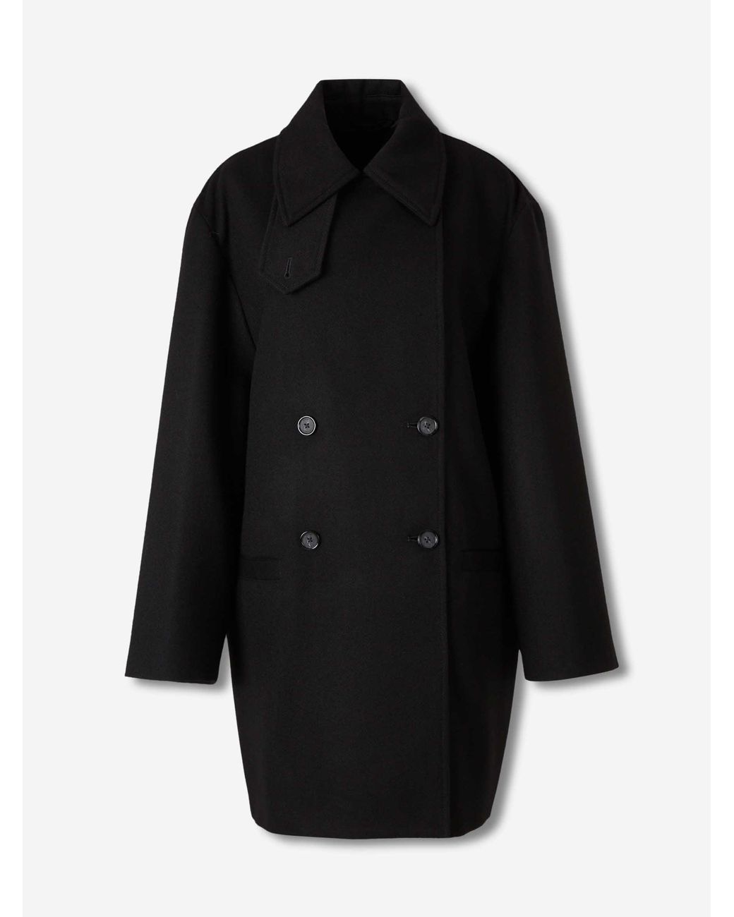 Totême Black Langer Wollmantel