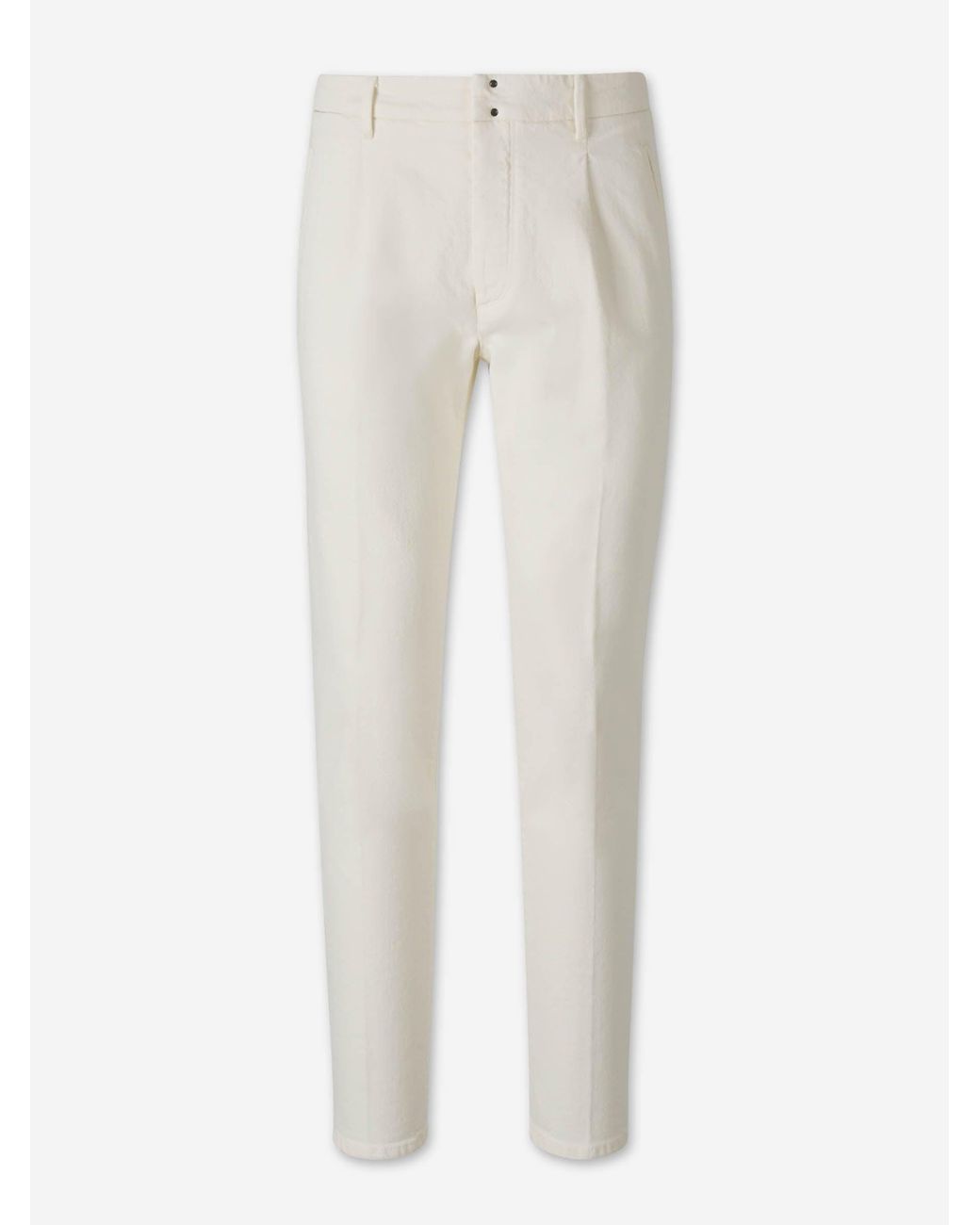 Incotex White Straight Twill Trousers for men
