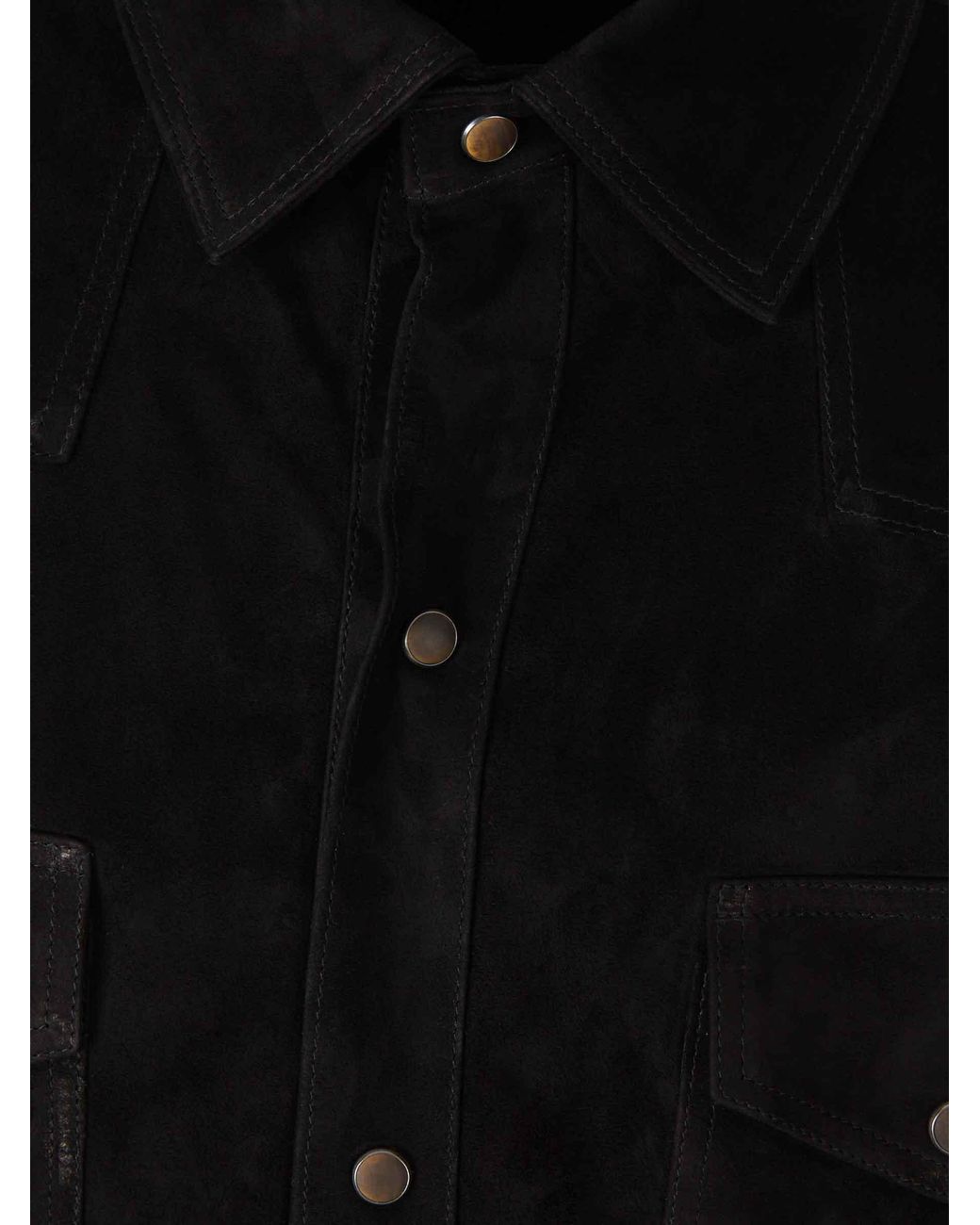 Santa Eulalia Black Suede Overshirt for men