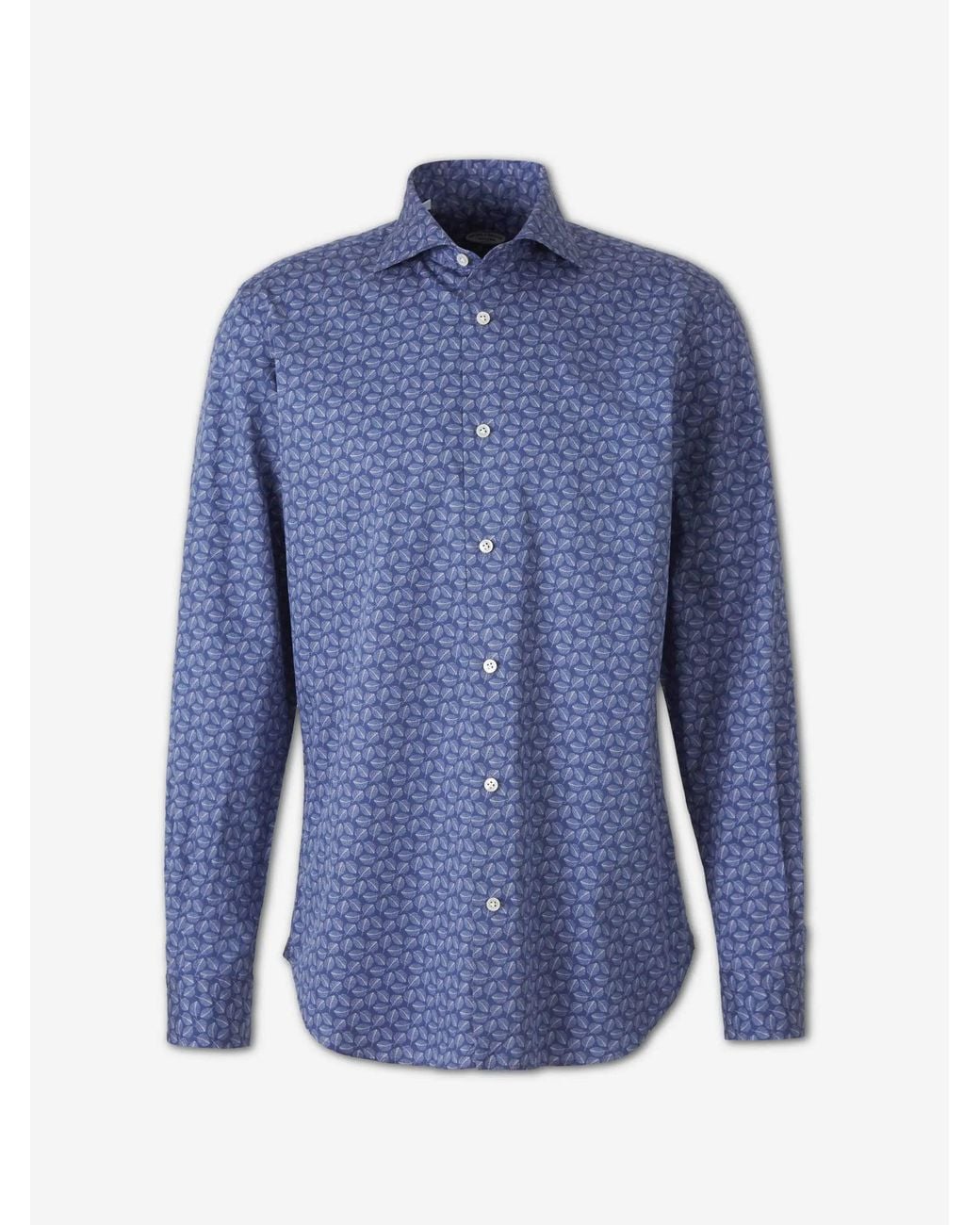 Vincenzo Di Ruggiero Blue Printed Cotton Shirt for men
