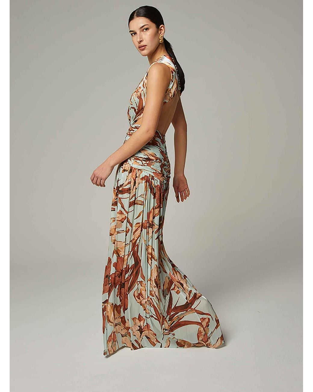 Costarellos White Draped Maxi Dress
