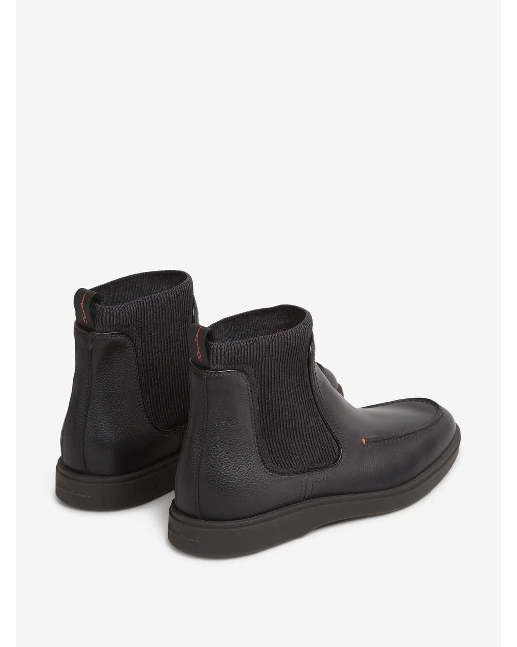 Santoni Black Ribbed Chelsea Boots for men