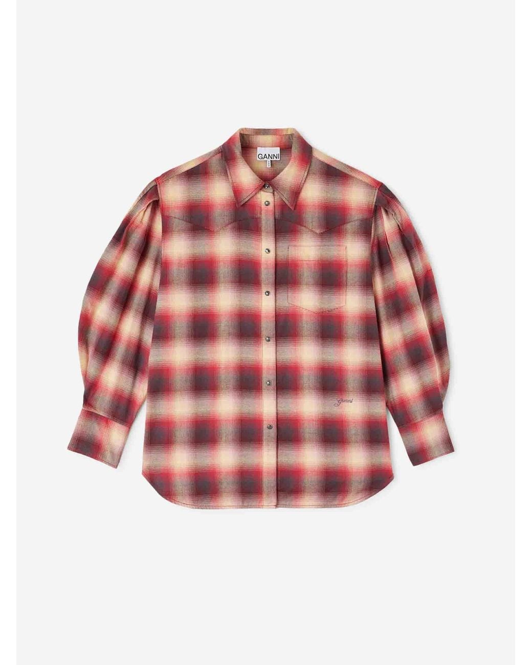 Ganni Red Plaid Casual Shirt