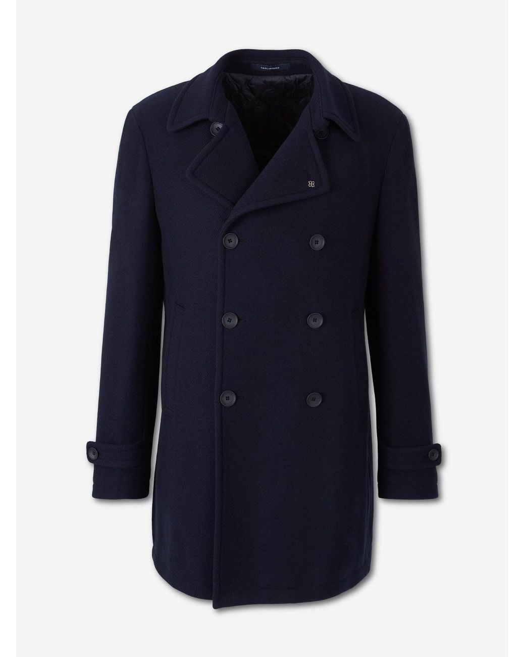 Tagliatore Blue Long Cashmere Wool Coat for men