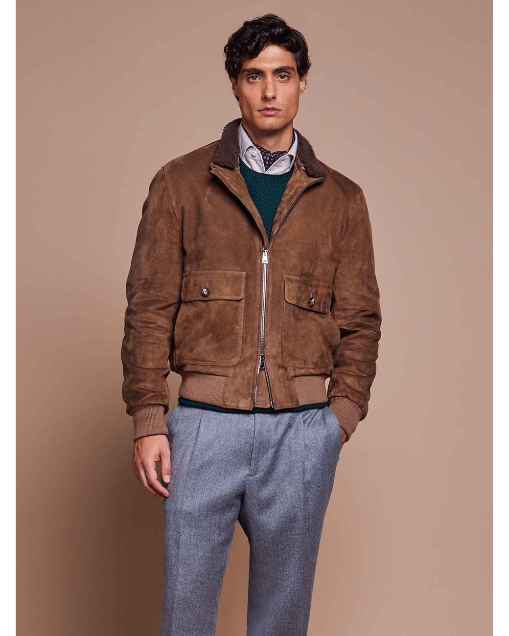 Santa Eulalia Brown Casual Leather Jacket for men