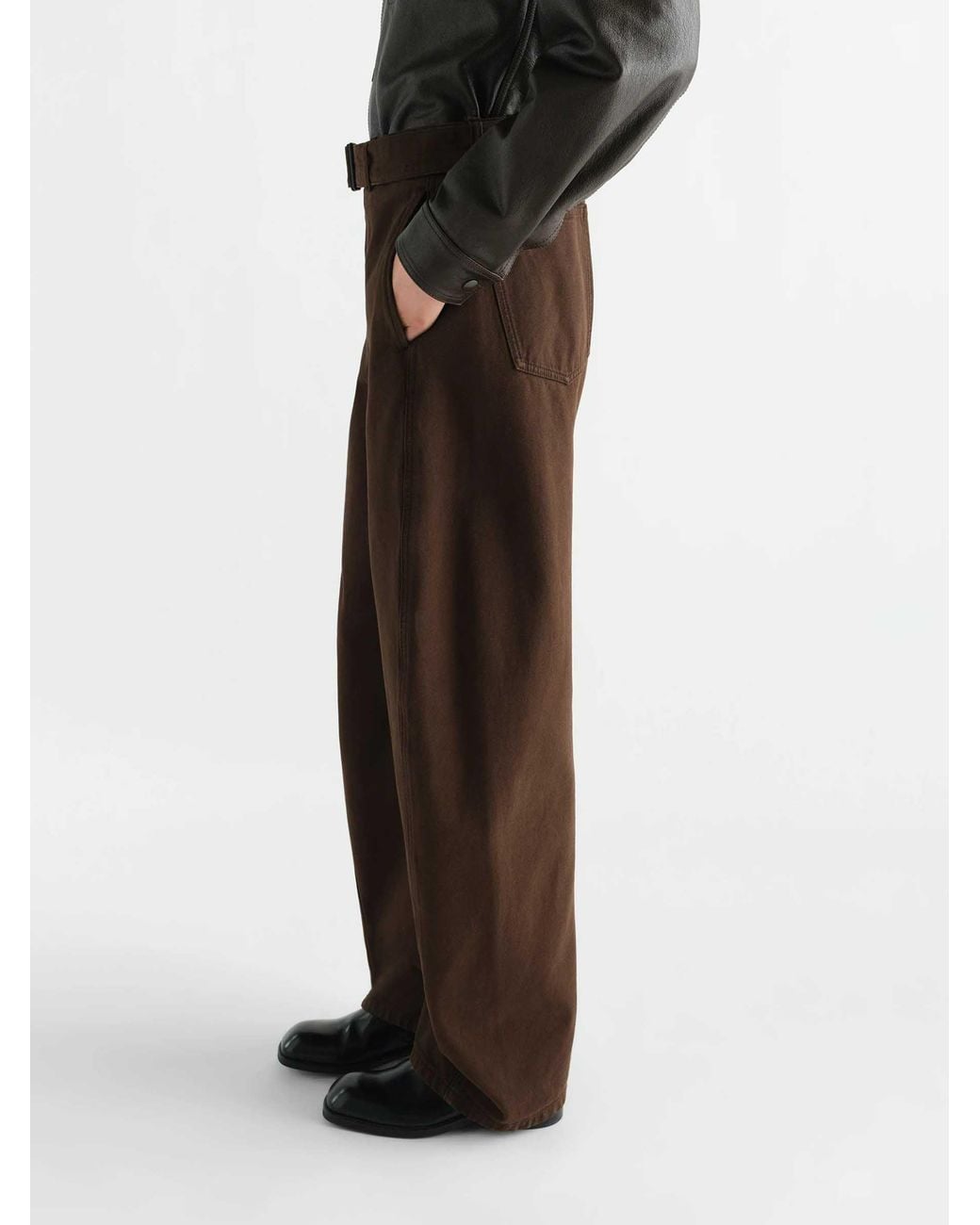 Lemaire Brown Wide Leg Trousers Belt for men