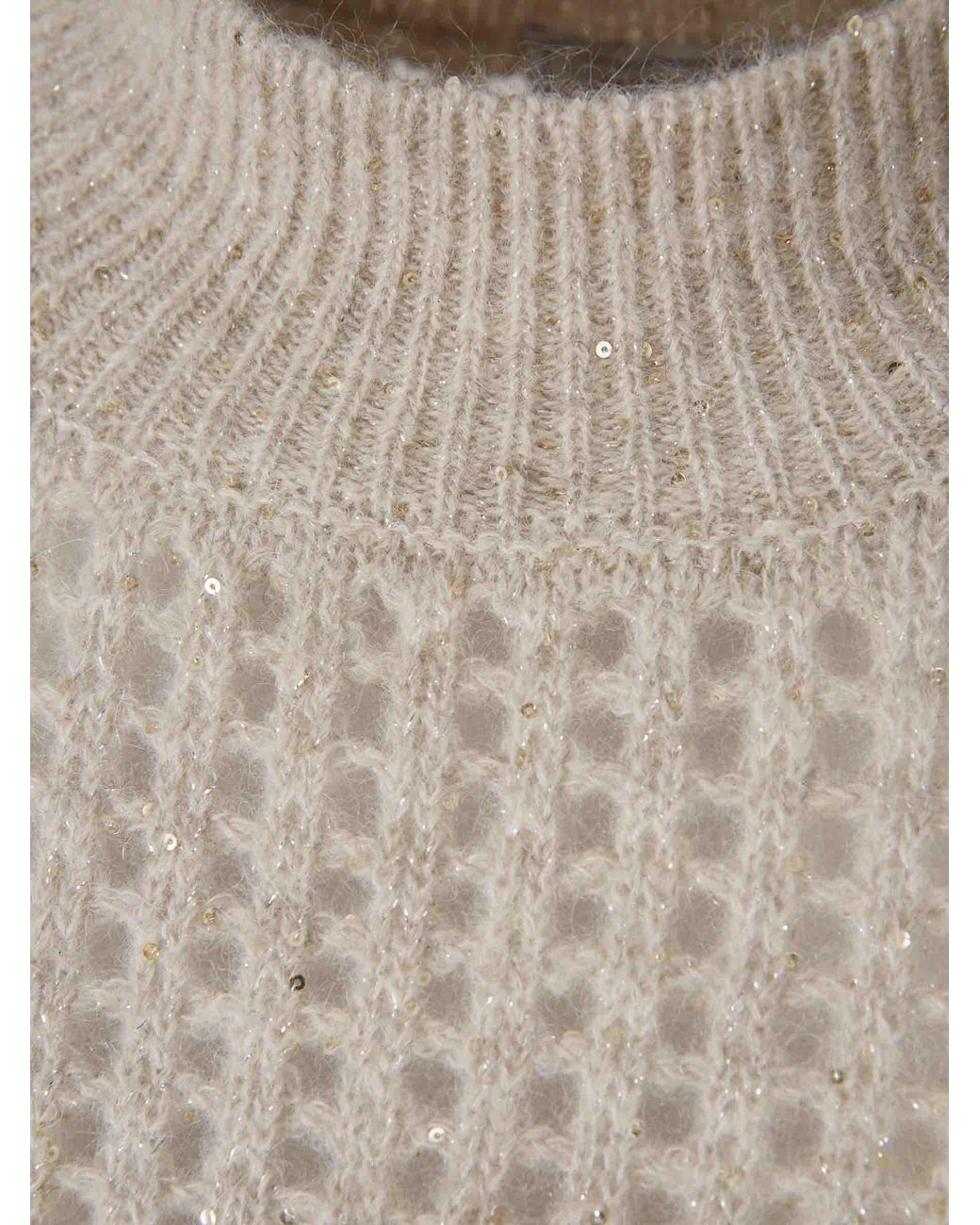 Peserico Natural Openwork Sequin Sweater