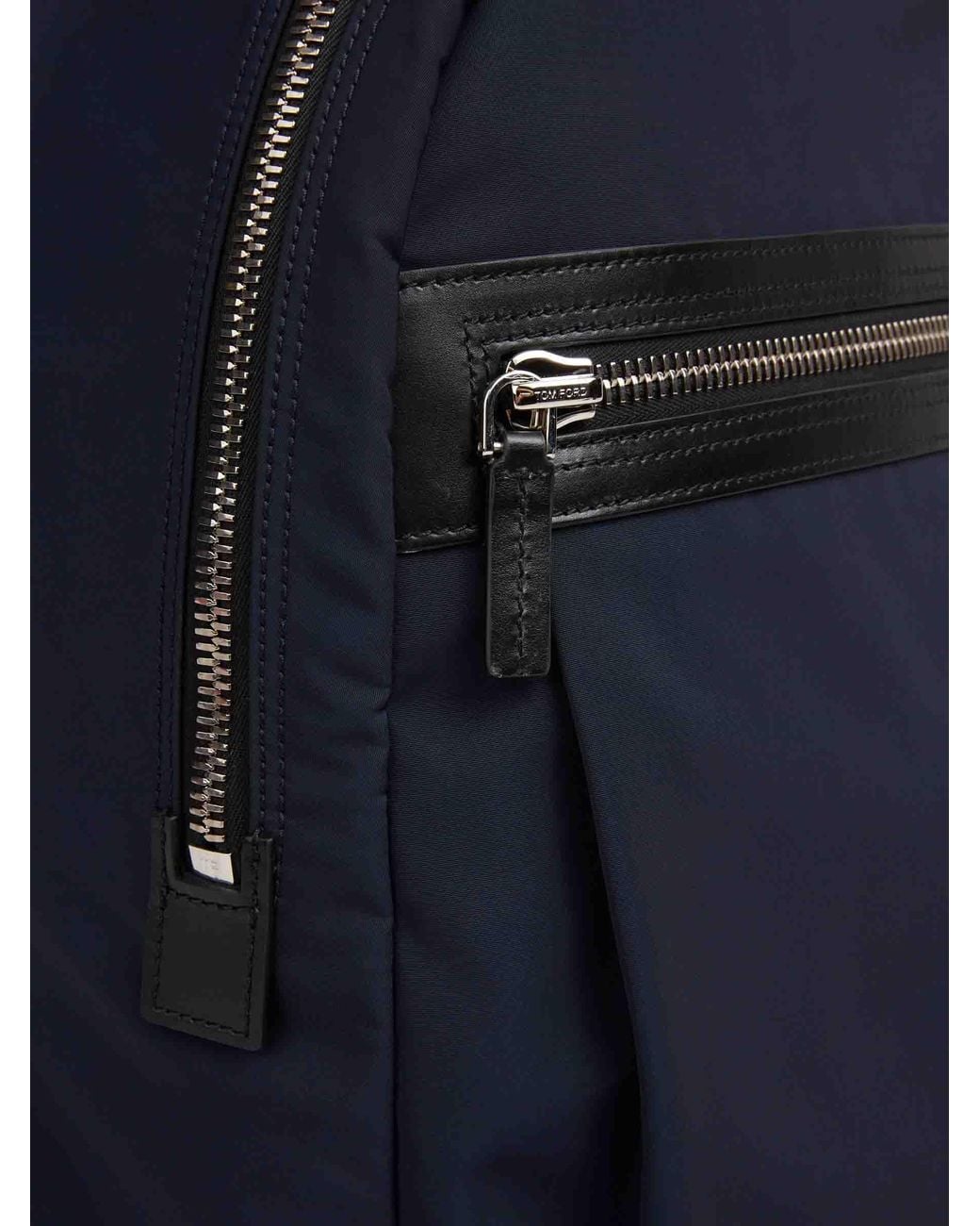 Tom Ford Blue Nylon Leather Backpack for men