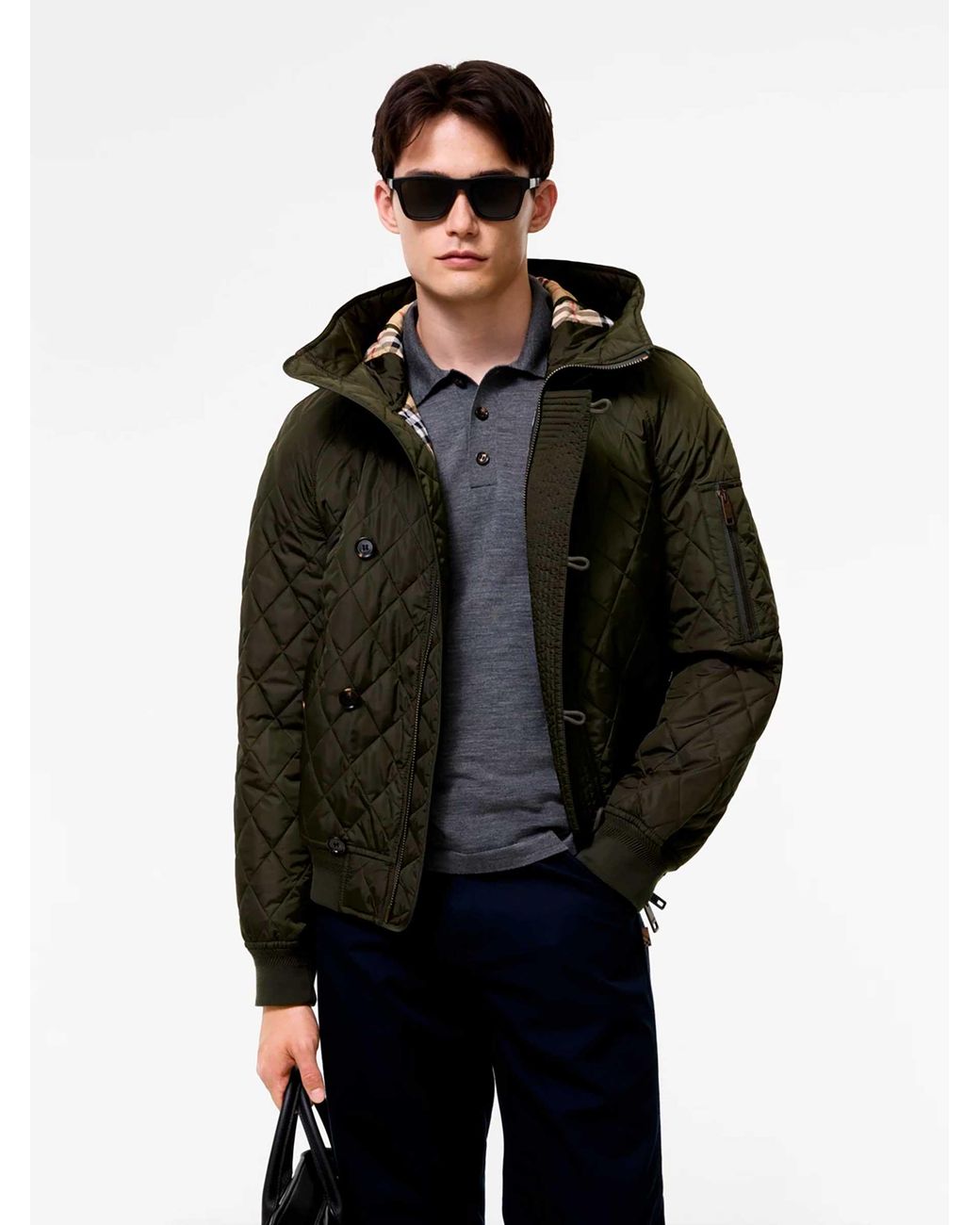 Burberry Black Short Down Jacket With Hood for men