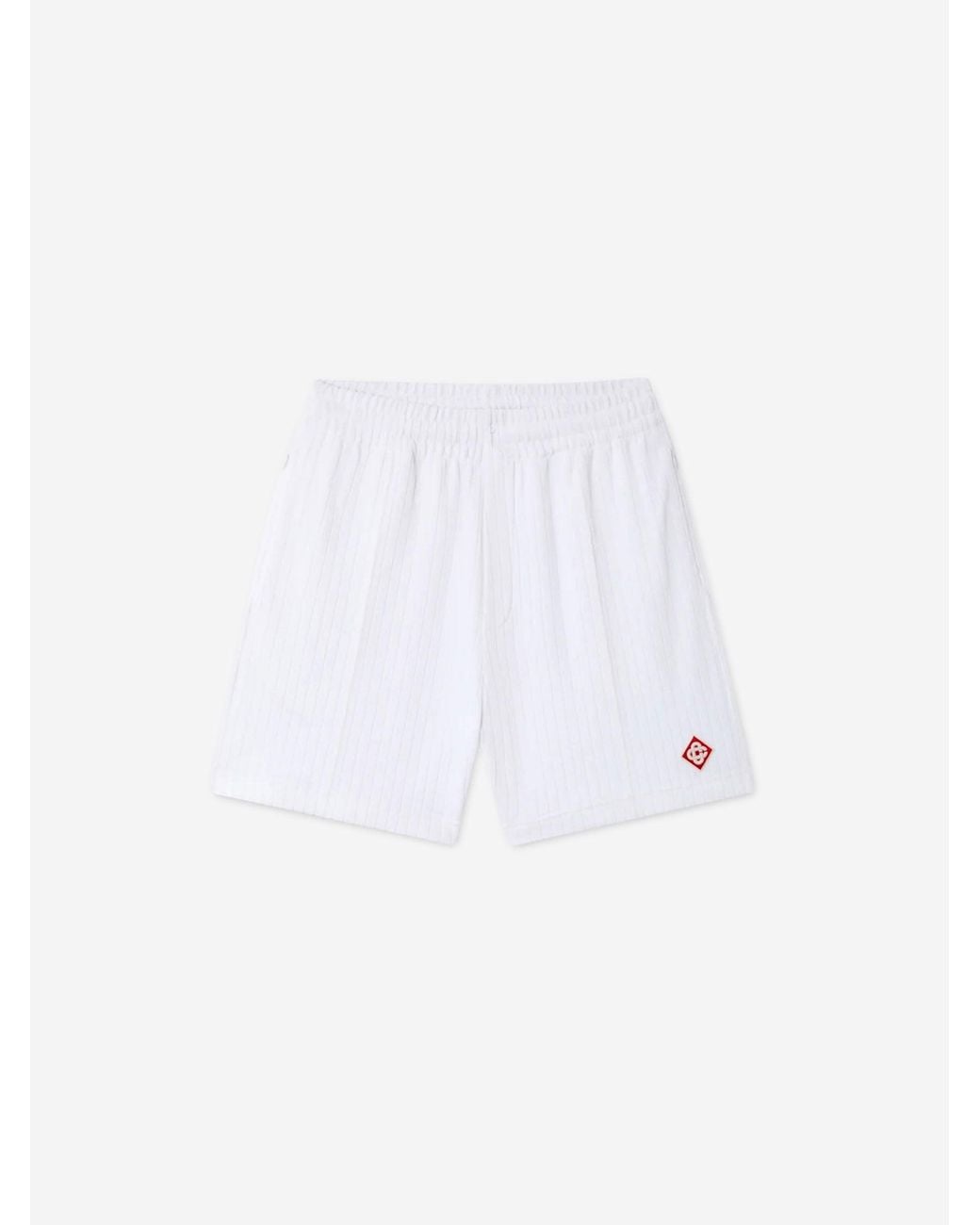Casablanca White Ribbed Logo Bermuda Shorts for men