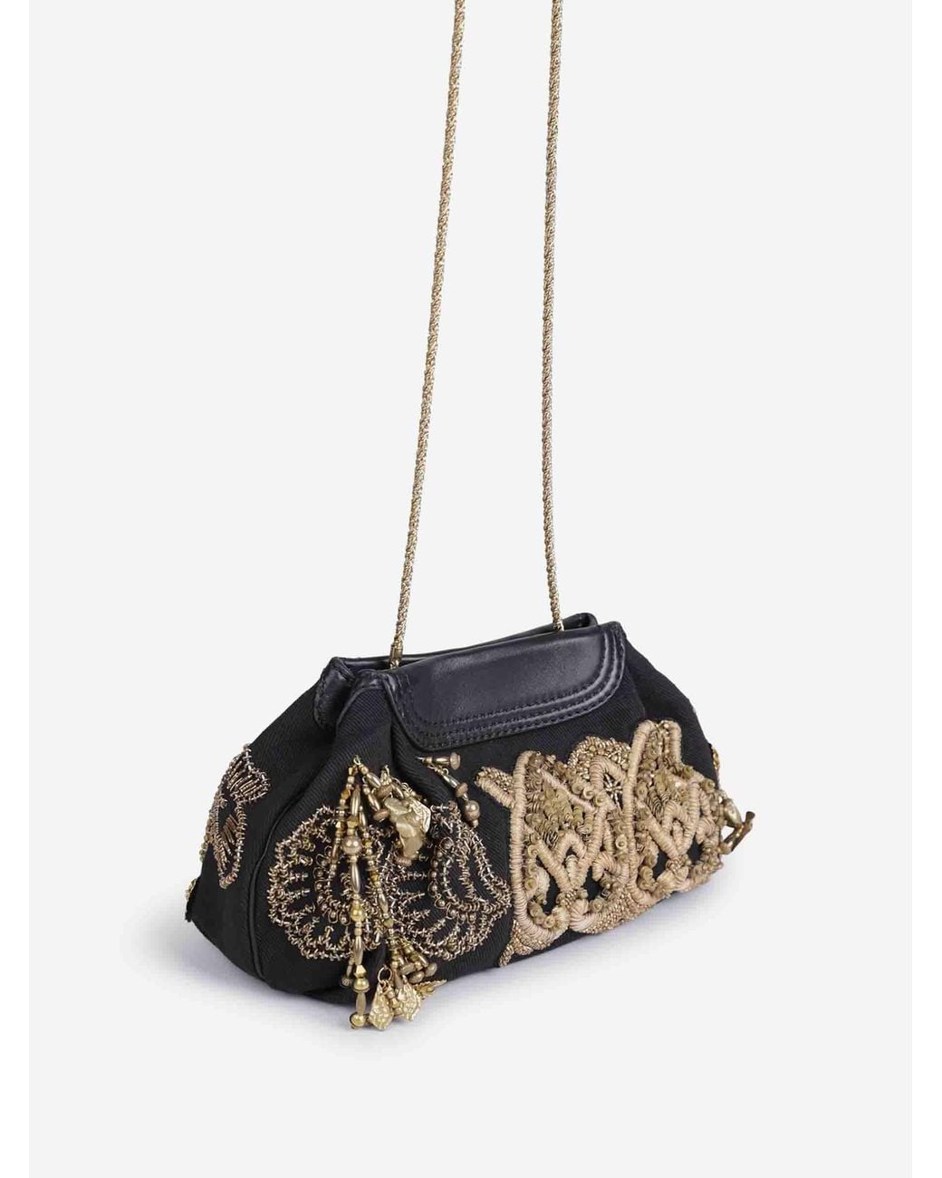 Dries Van Noten Black Clutch Bag With Metallic Appliqués