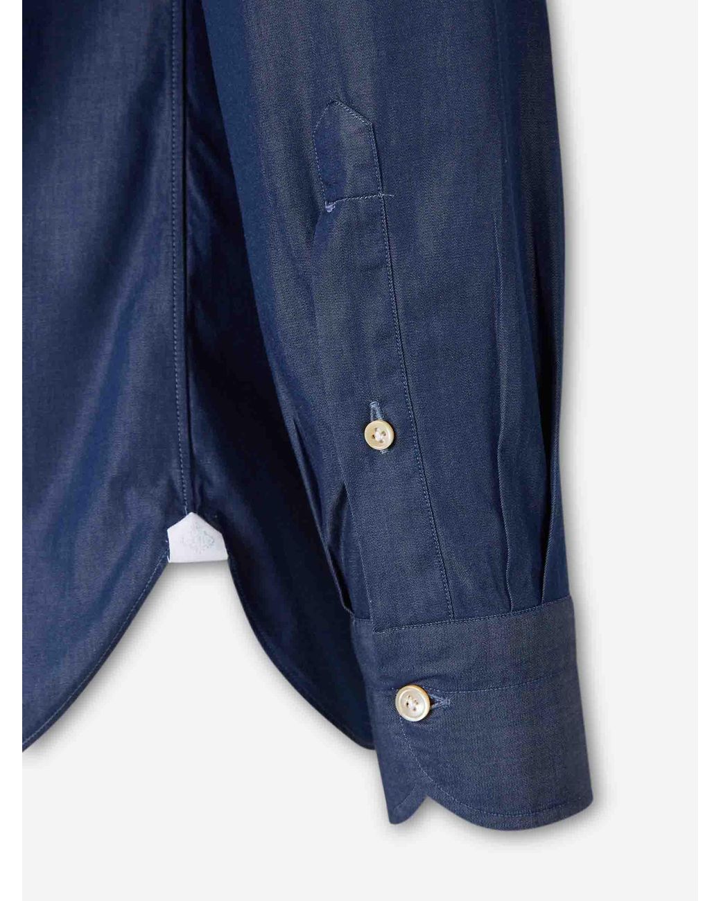 Luigi Borrelli Napoli Blue Plain Cotton Shirt for men