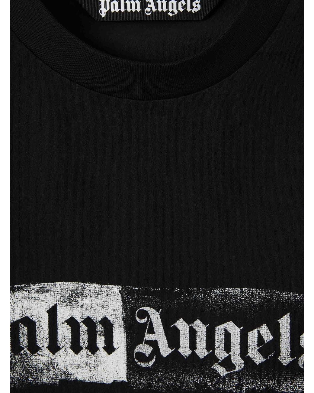 Palm Angels Black Short Sleeve Logo T-Shirt for men