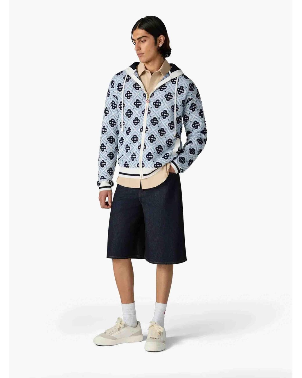 Casablanca Blue Wool Knit Sweatshirt for men