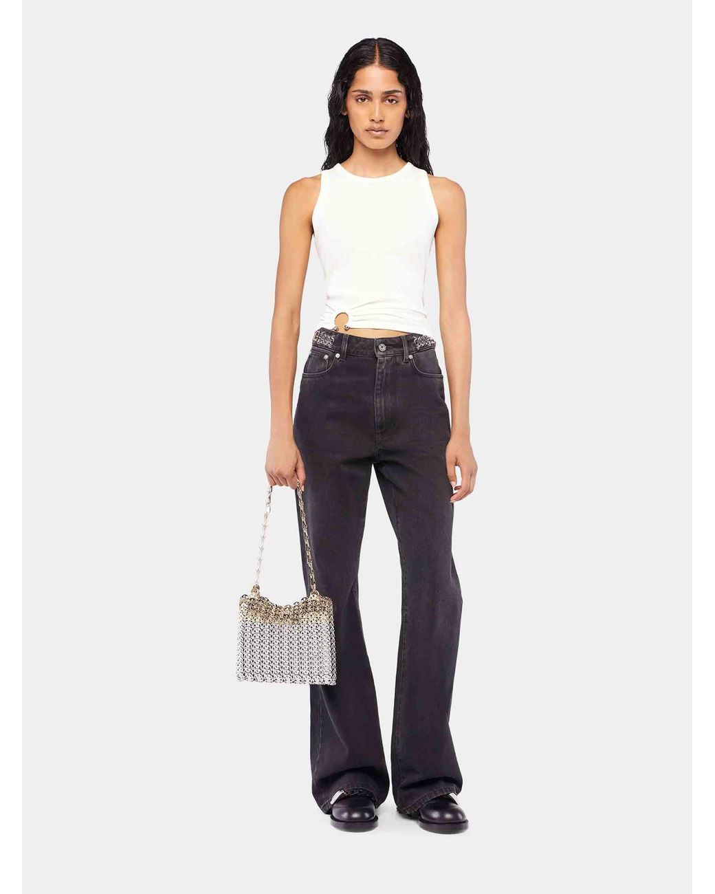 Rabanne White Ribbed Tank Top