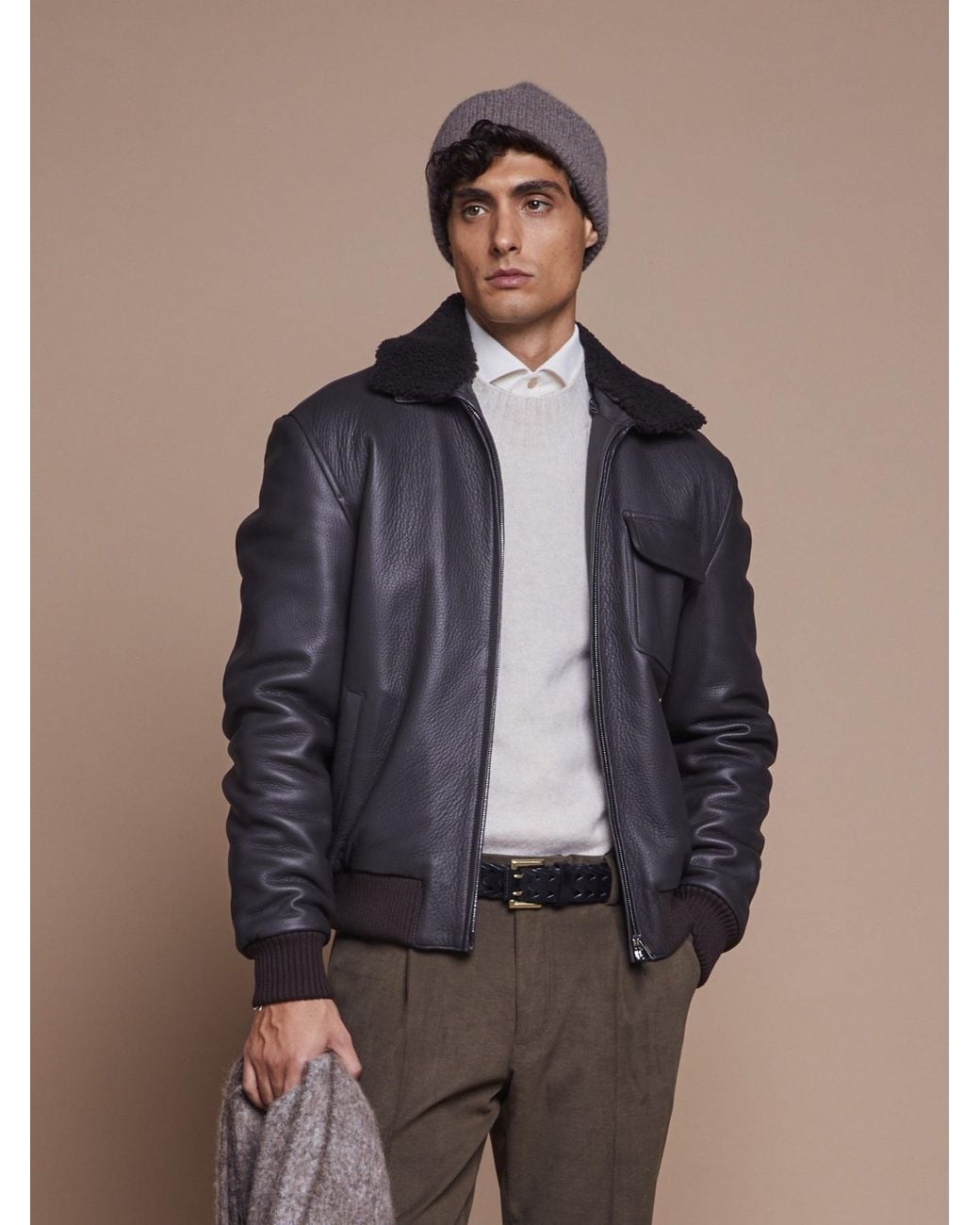 Santa Eulalia Black Casual Leather Jacket for men