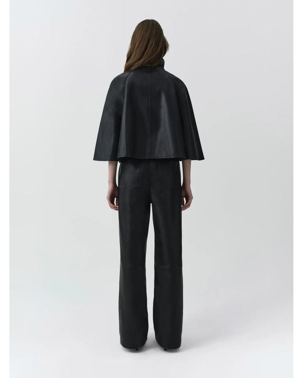 Jonathan Simkhai Black Smooth Leather Cloak