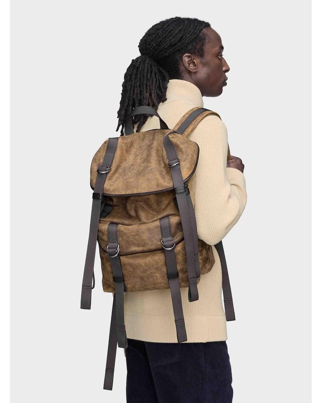 Maison Margiela Brown Medium High Tech Backpack for men