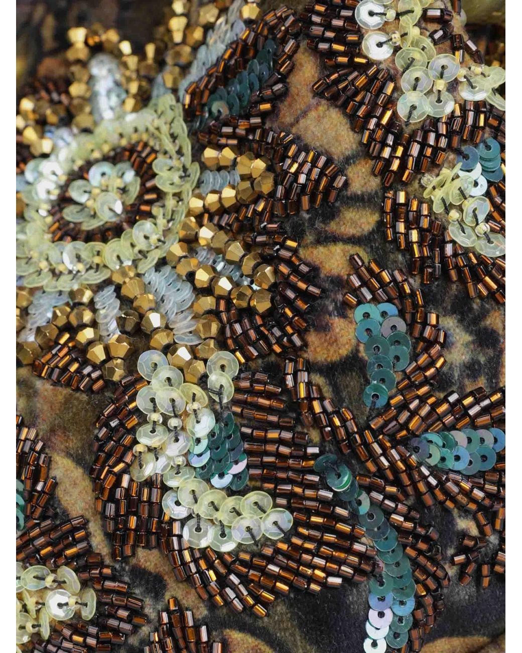 Dries Van Noten Green Floral Beaded Handbag