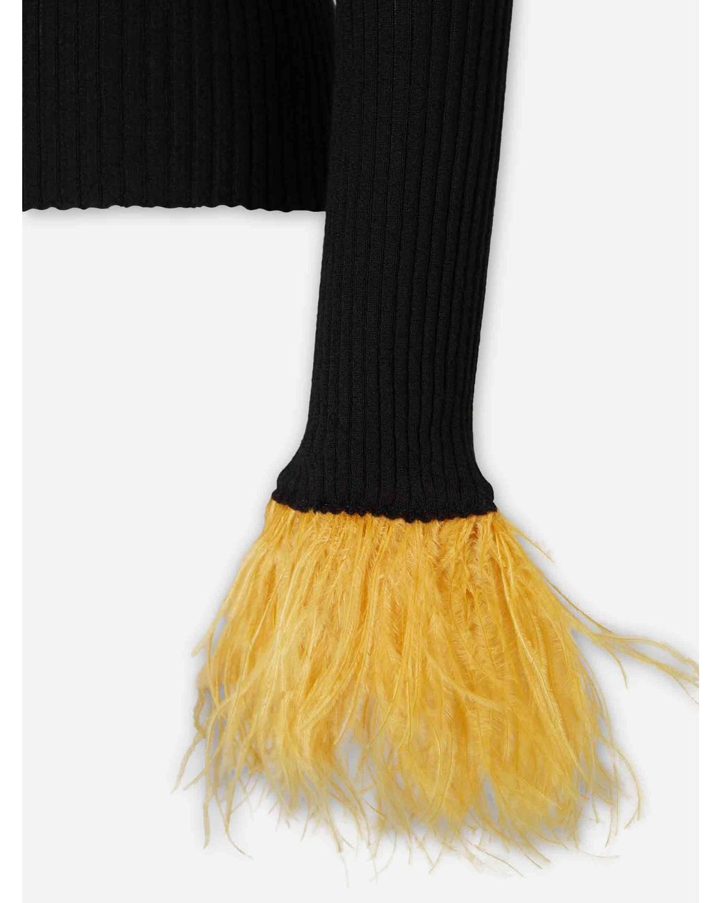 LaDoubleJ Black Ribbed Feather T-Shirt