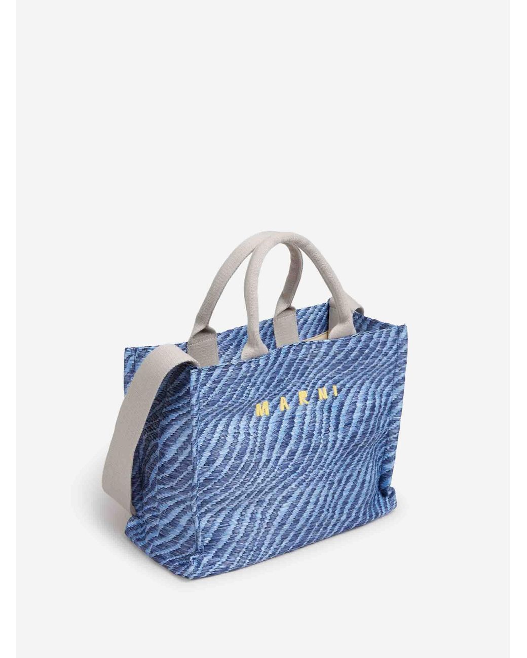 Marni Blue Raffia Tote Bag
