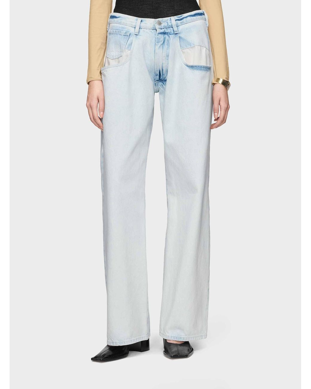 Maison Margiela Blue Wide Leg Straight Jeans
