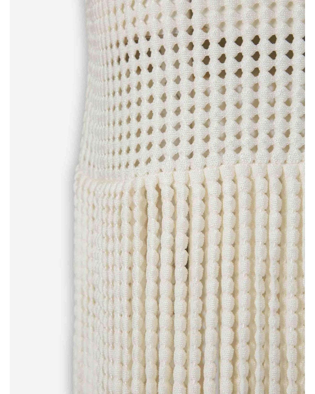 Alaïa White Fringe Knit Dress
