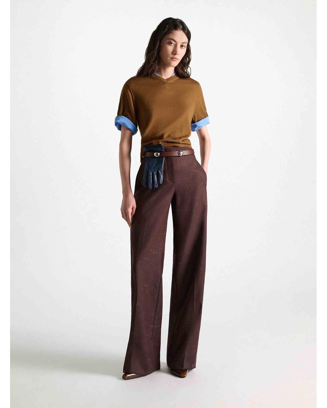 Dorothee Schumacher Brown Layered Wool Sweater