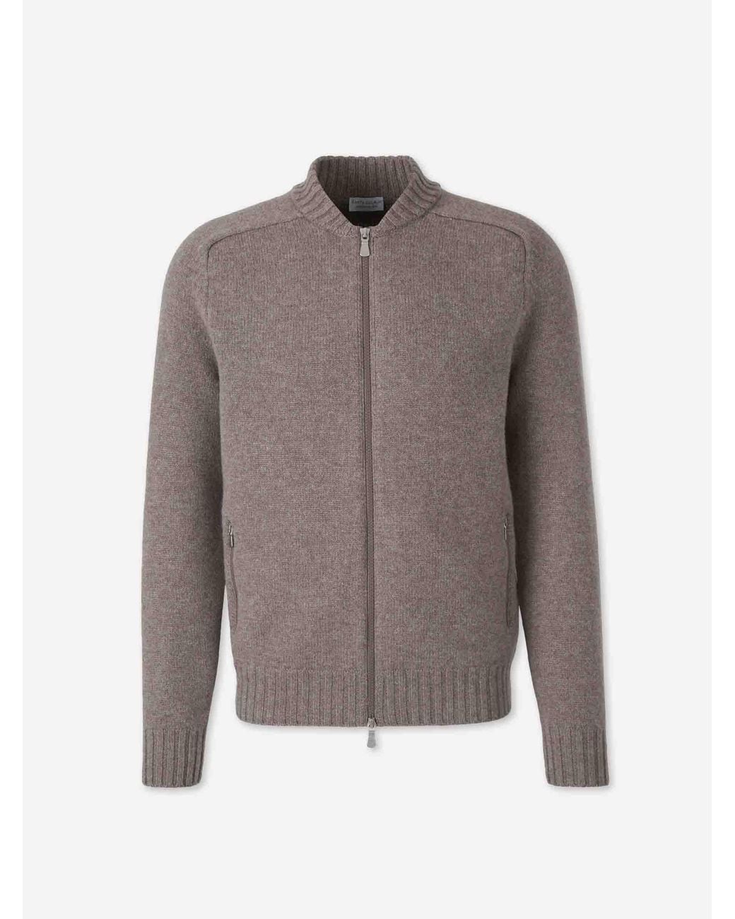 Santa Eulalia Gray Wool Zip Cardigan for men