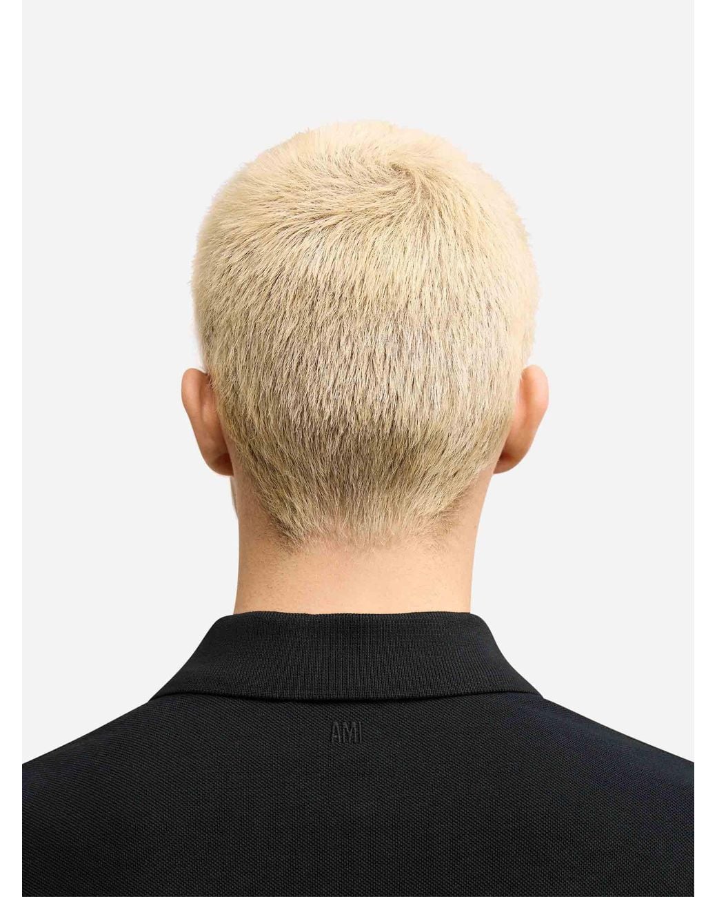 AMI Black Cotton Logo Polo for men