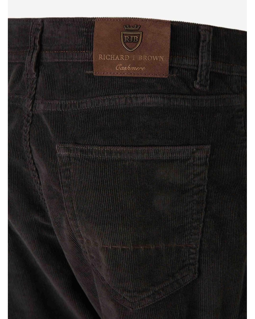 richard j. brown Black Cotton Corduroy Trousers for men