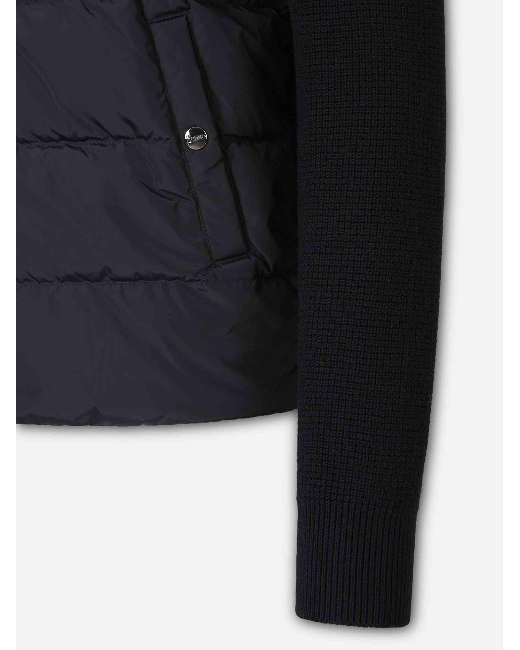 Herno Blue Quilted Cardigan Wool Polyester for men