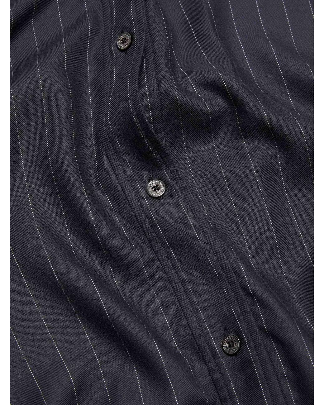 Acne Blue Wool Striped Overshirt