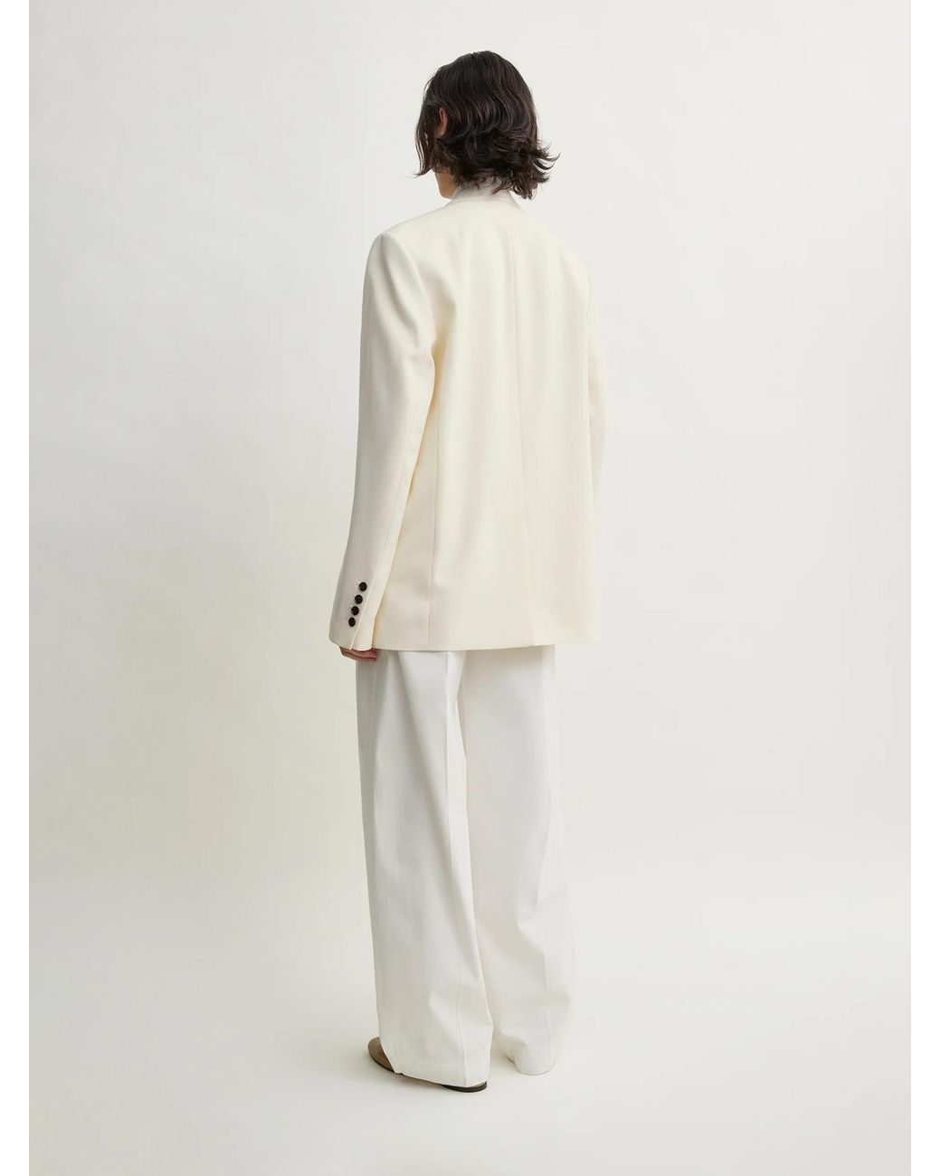 Totême White Frayed Straight Blazer