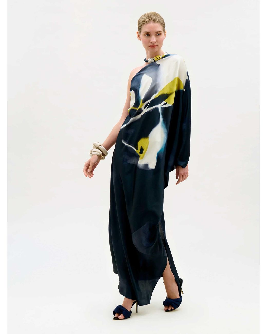 Silvia Tcherassi Blue Asymmetrical Neckline Dress