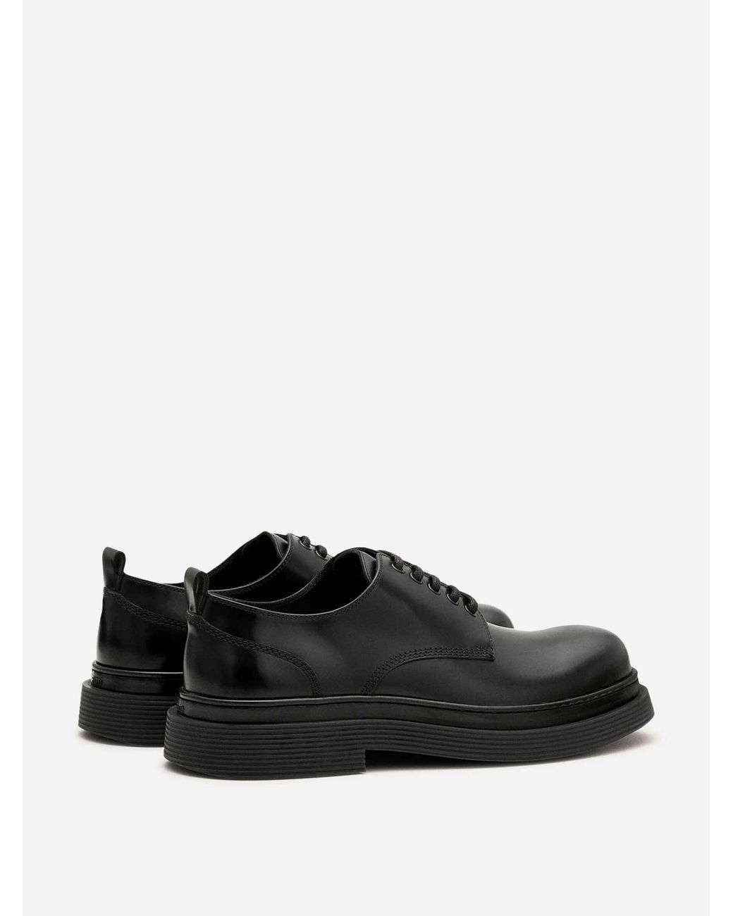 AMI Black Leather Derby Shoes for men