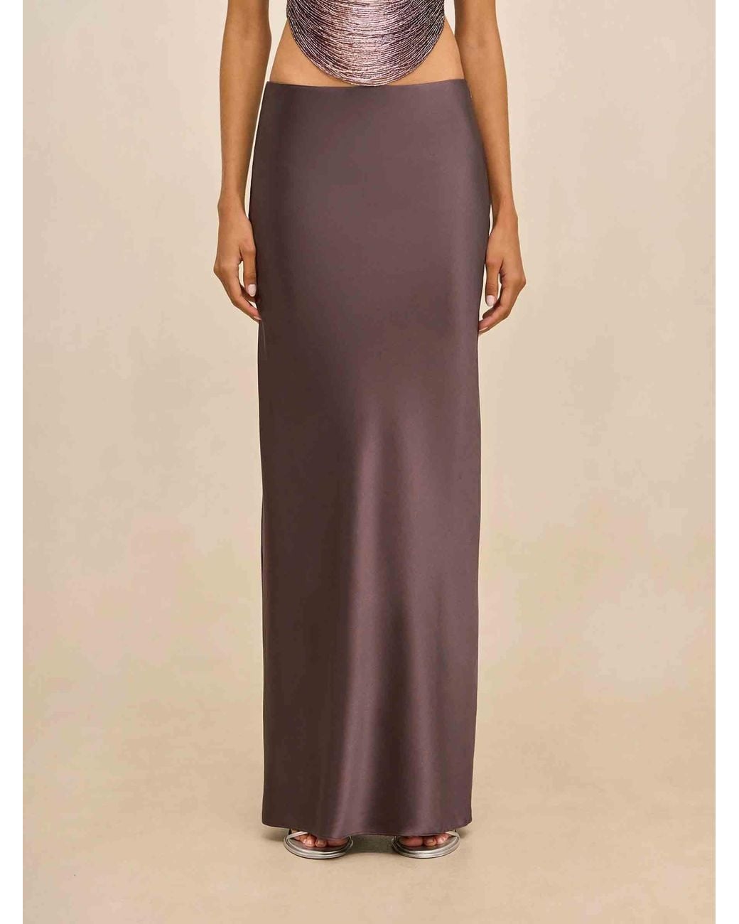 Cult Gaia Purple Chantel Satin Skirt