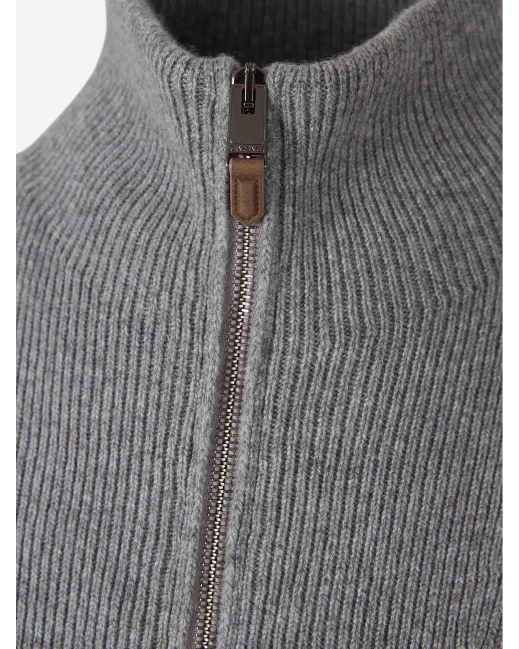 Canali Gray Cashmere Wool Cardigan for men