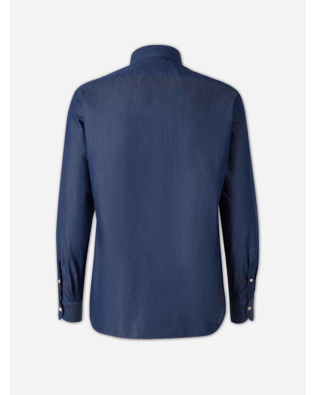 Luigi Borrelli Napoli Blue Plain Cotton Shirt for men