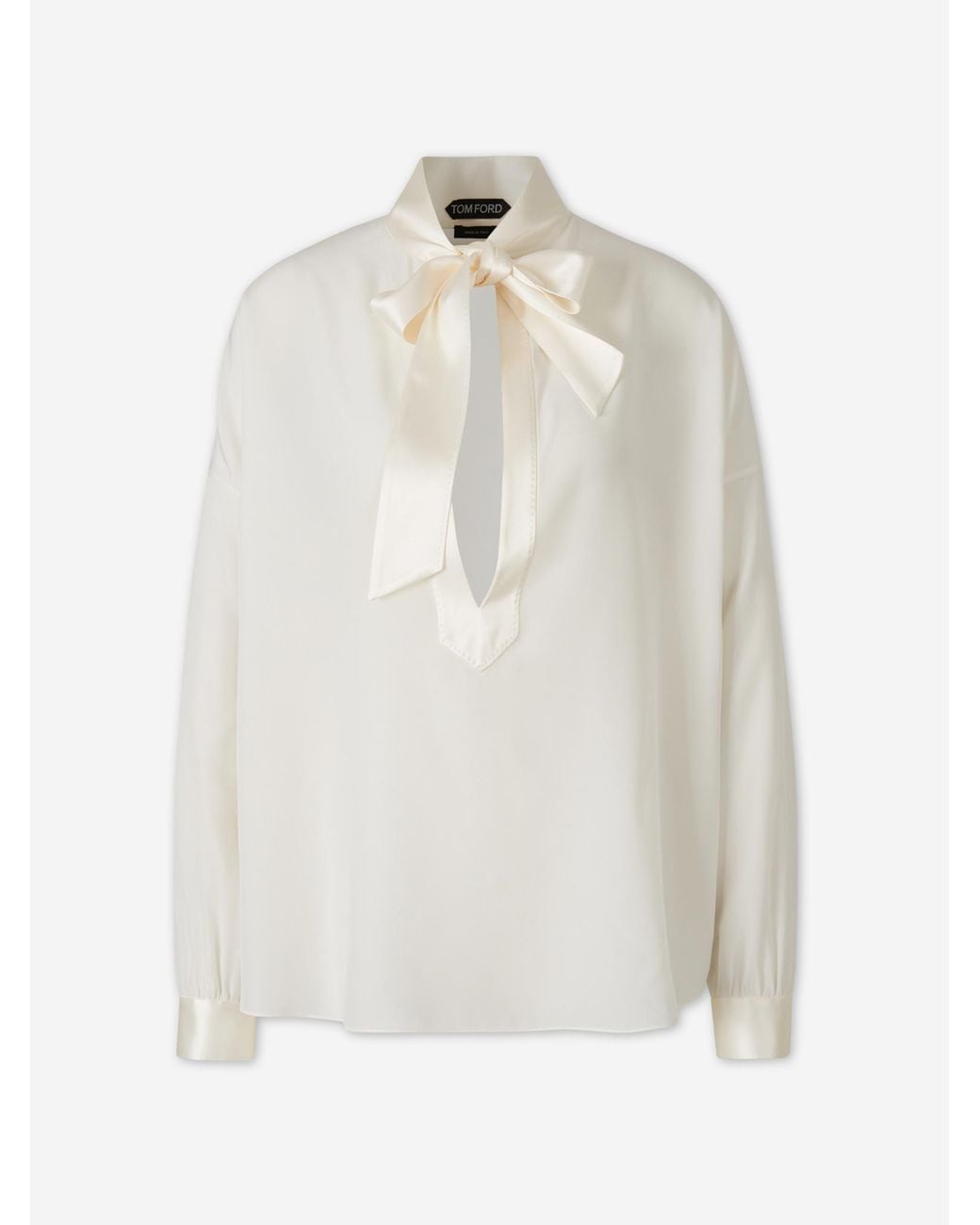 Tom Ford White Plain Blouse With Bow