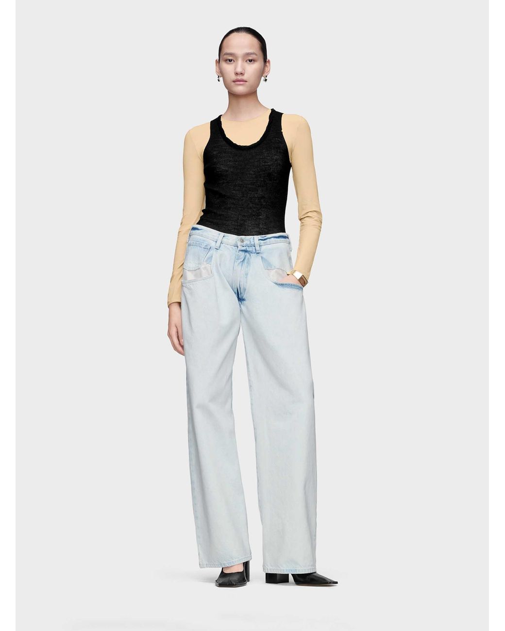 Maison Margiela Blue Wide Leg Straight Jeans